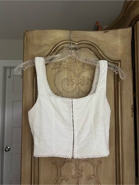 Princess Polly White Floral Lace-Trim Crop Top